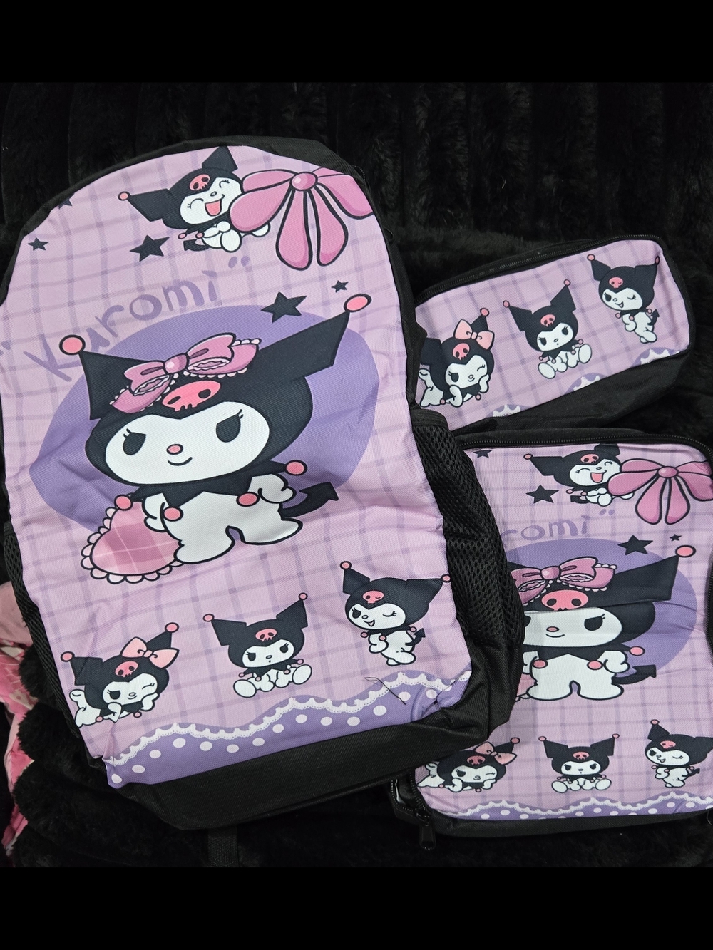 Kuromi Kids Purple Backpack Set - Character School Bag